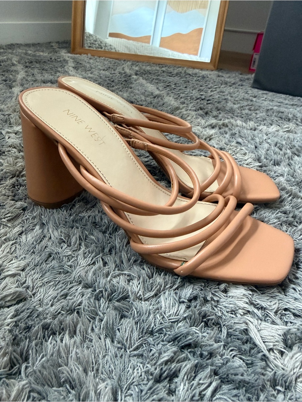 Nine West tan & brown strappy heels size 7